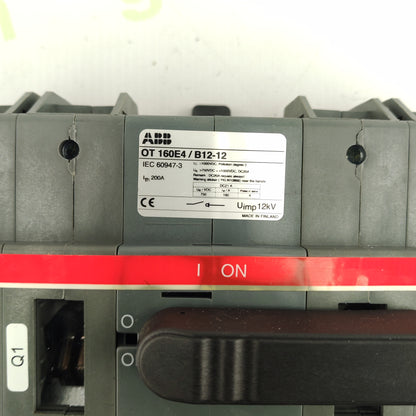 ABB OT160E4 / B12-12 | 200A 4-Pole Manual Switch Disconnector | 600VAC | UL Listed | Made in Finland