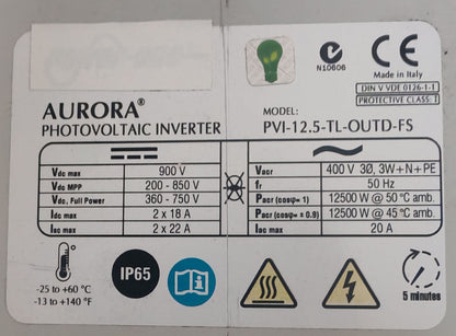 Aurora Power-One PVI-12.5-TL-OUTD-FS | 12.5 kW | 3-Phase Grid-Tie Inverter | IP65