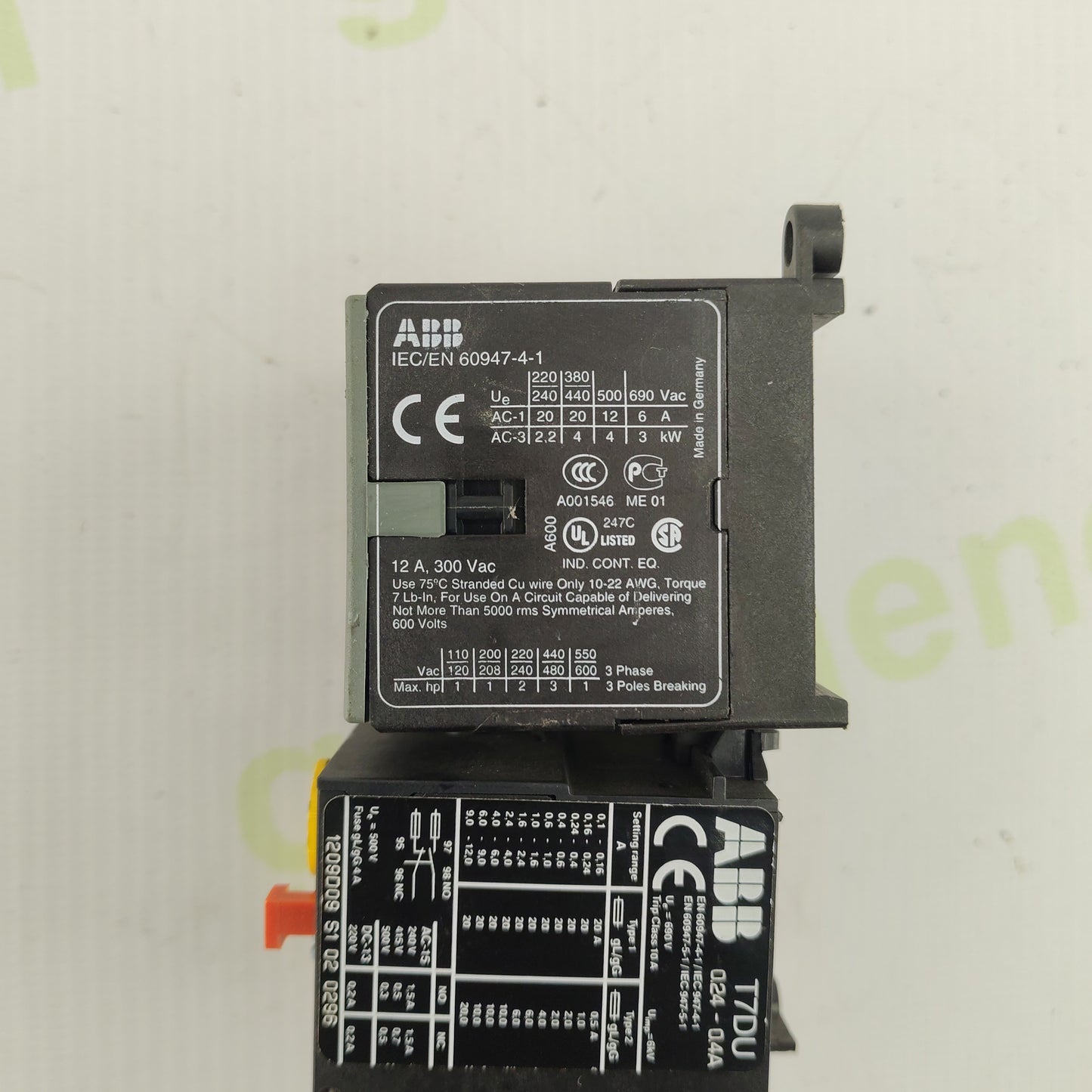 ABB B6-30-10 Contactor + T7DU Thermal Overload Relay | 3-Pole | 230V AC Coil | 0.63–1A Adjustable | Motor Protection Set