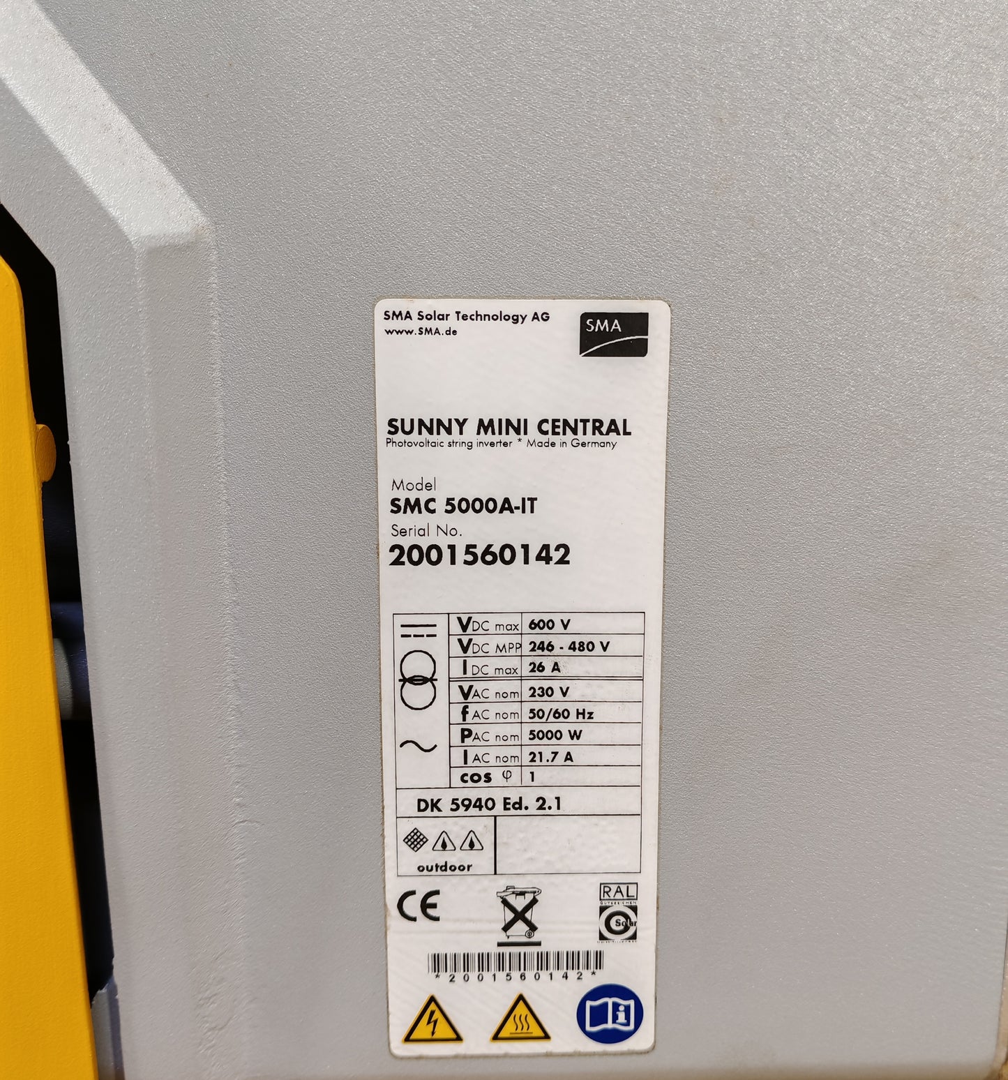 SMA Sunny Mini Central SMC 5000A-IT|5 kW|String Inverter|230 V|Made in Germany