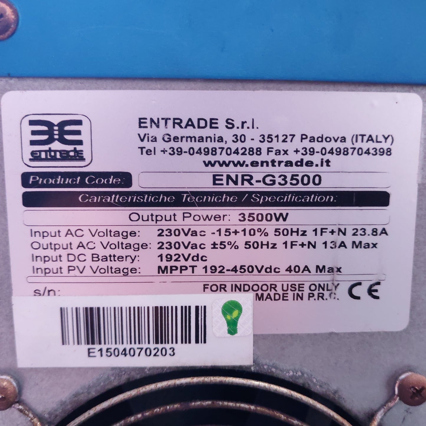 ENTRADE ENR-G3500 | 3.5 kW Off-Grid Solar Inverter | 230 V | MPPT 192–450 VDC