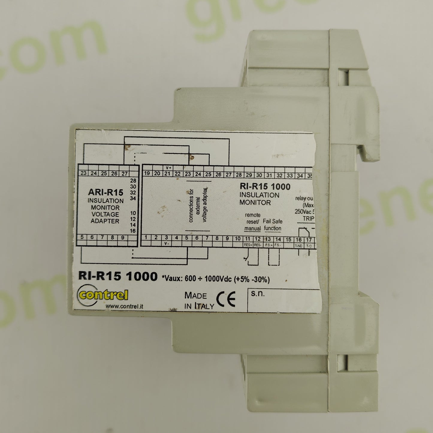 Contrel RI-R15 1000 Insulation Monitoring Relay | Up to 1000 V DC | 24–240 V Supply | Ground Fault Detection | Industrial / Solar Safety Device