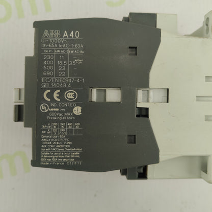 ABB A40-30-10 Contactor | 60A 1000V AC | 3-Pole | Coil 230V AC | 1NO Auxiliary Contact | Made in France
