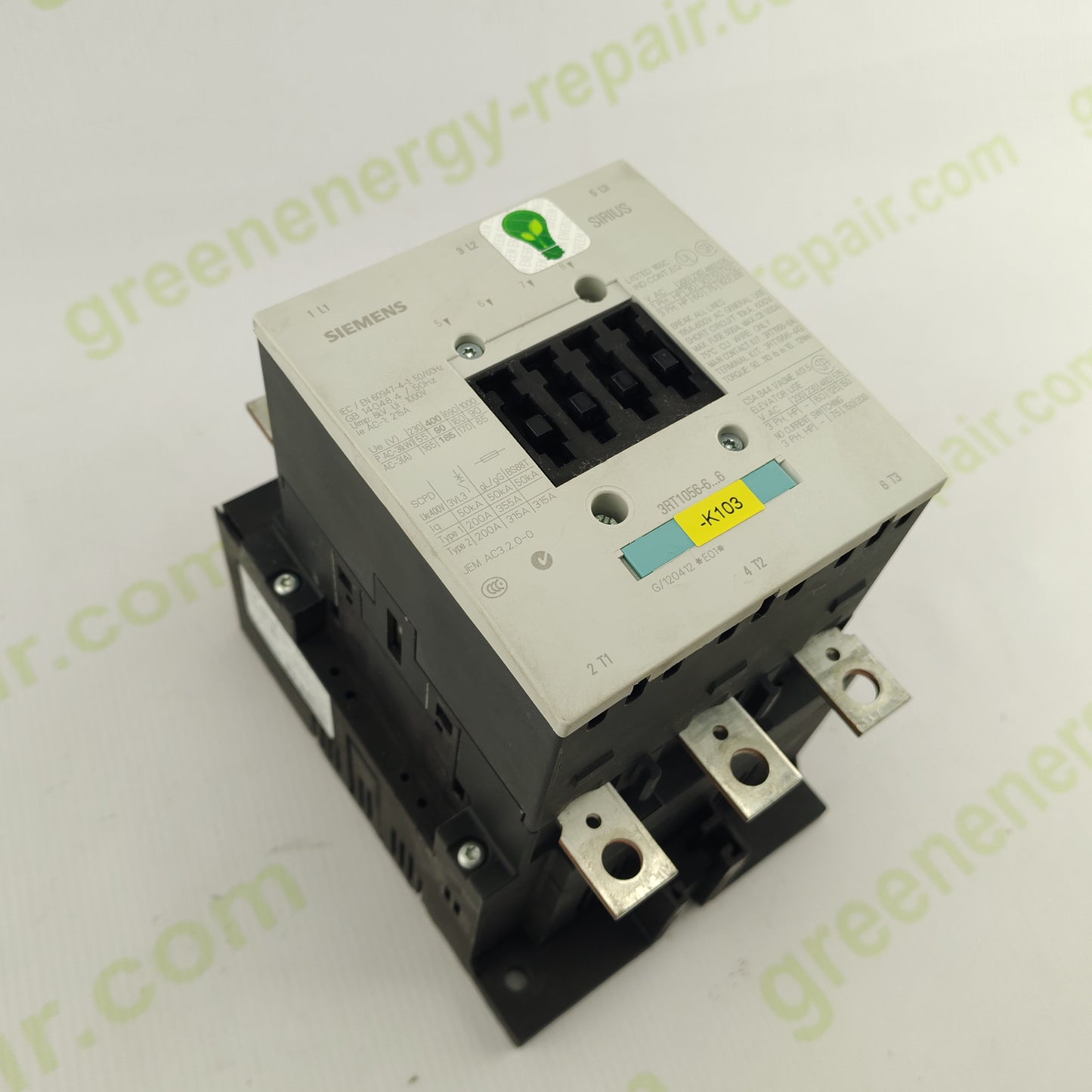 Siemens Sirius 3RT1056-6..6 Power Contactor | 3-Pole | 225 A | 1000 V AC | Coil 220–230 V AC | with 3RH1921-1DA11 Aux Block