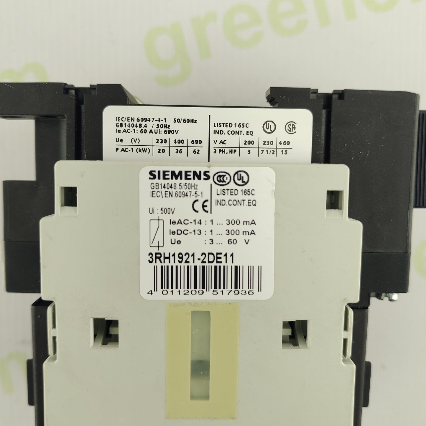 Siemens 3RT1336-1AU00 Contactor + 3RH1921-2DE11 Auxiliary Relay | 3P 110A | AC-1/AC-3 | Made in Germany