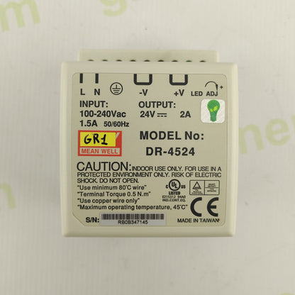 MEAN WELL DR-4524 | 24V 2A | 48W | DIN Rail Power Supply | Original Industrial Grade | Part No. DR-4524