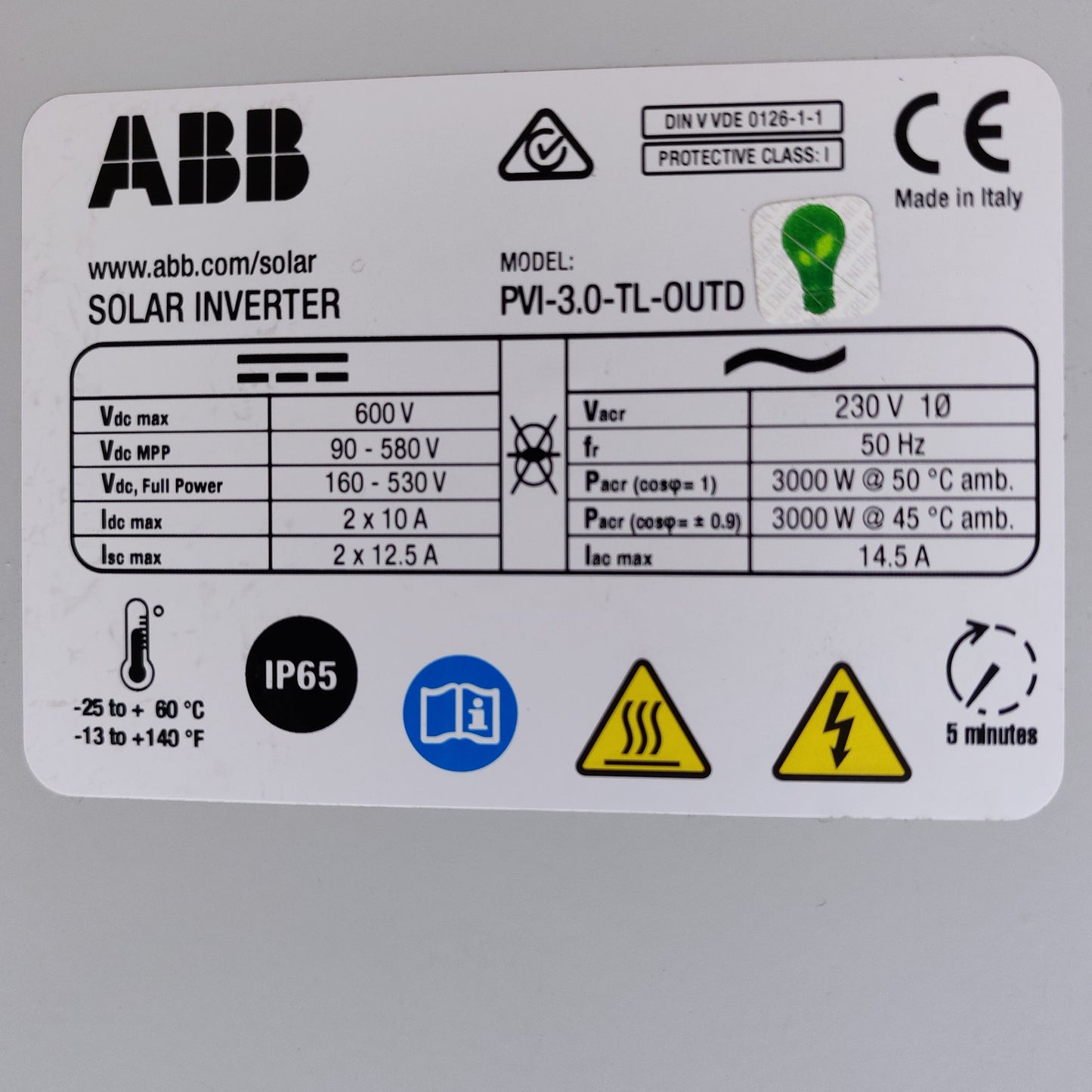 ABB PVI-3.0-TL-OUTD | 3 kW | 230 V AC | 1-Phase Grid-Tied Solar Inverter