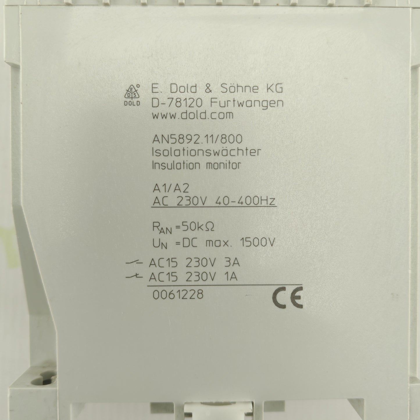 DOLD AN5892.11/800 Insulation Monitoring Relay | For AC/DC IT Systems | 230V AC