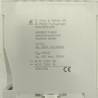 DOLD AN5892.11/800 Insulation Monitoring Relay | For AC/DC IT Systems | 230V AC