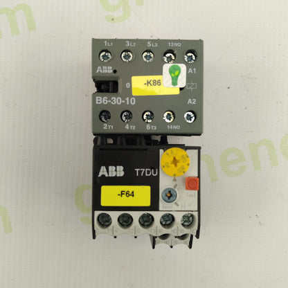ABB B6-30-10 Contactor + T7DU Thermal Overload Relay | 3-Pole | 230V AC Coil | 0.63–1A Adjustable | Motor Protection Set