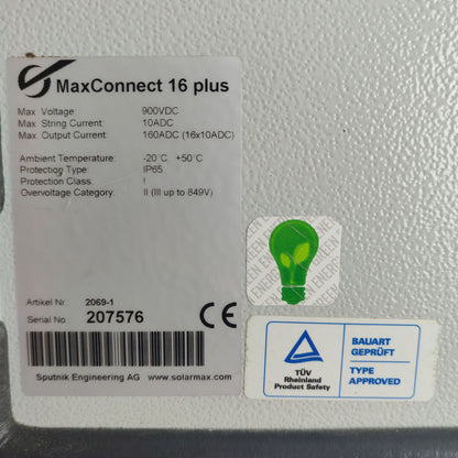 SolarMax MaxConnect 16 Plus | DC Combiner Box | 16 Inputs | 900 VDC | IP65 | Made in Switzerland