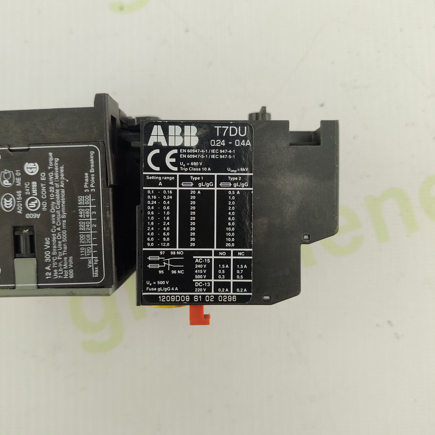 ABB B6-30-10 Contactor + T7DU Thermal Overload Relay | 3-Pole | 230V AC Coil | 0.63–1A Adjustable | Motor Protection Set