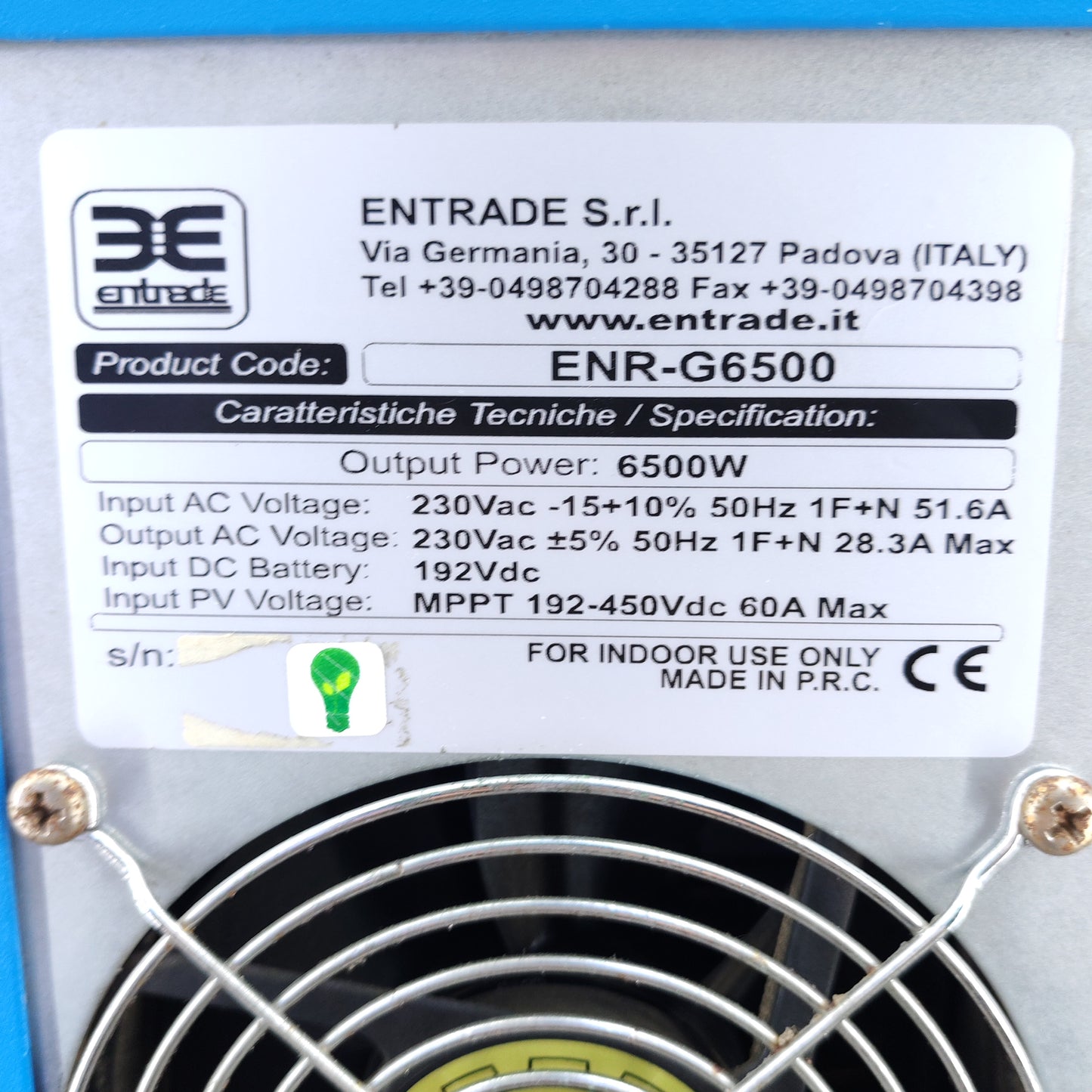 ENTRADE ENR-G6500 Off-Grid Solar Inverter | 6.5 kW | 230 V | MPPT 192–450 VDC
