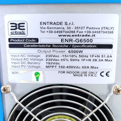 ENTRADE ENR-G6500 Off-Grid Solar Inverter | 6.5 kW | 230 V | MPPT 192–450 VDC