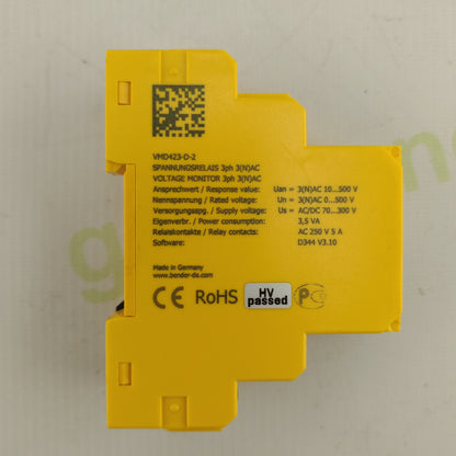 Bender VMD423-D-2 | 3-Phase Voltage Monitoring Relay | 10–500V | DIN Rail | Made in Germany