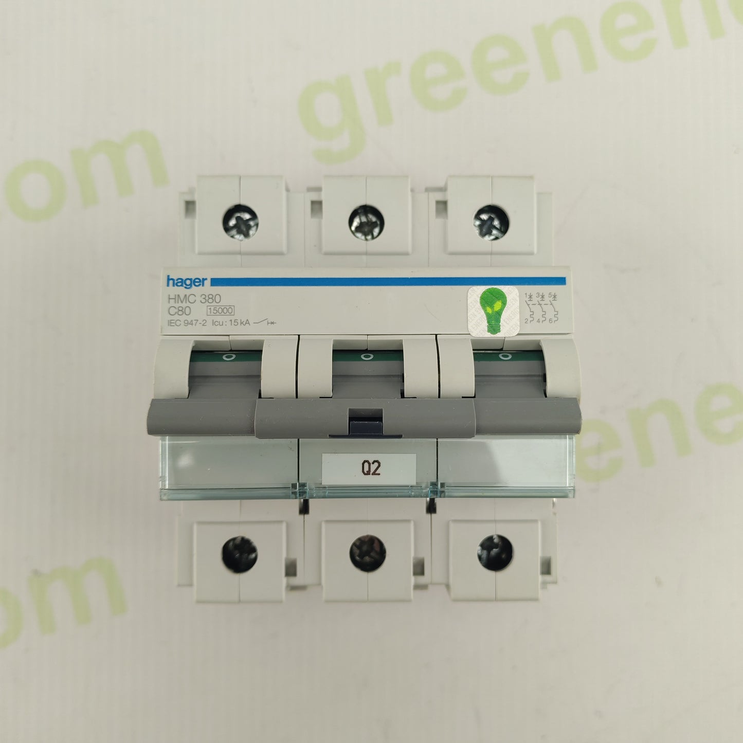 Hager HMC380 C80 Circuit Breaker | 3-Pole | C-Curve | 80 A | Original Hager Protection Device