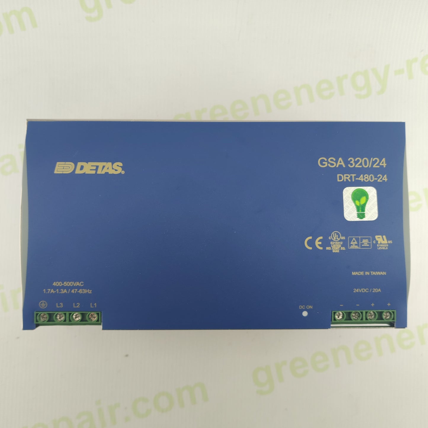 DETAS GSA 320/24 Power Supply | DRT-480-24 | 24V DC 20A | 3-Phase 400–500V AC | Industrial DIN Rail PSU