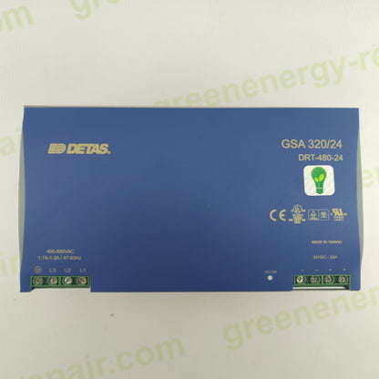 DETAS GSA 320/24 Power Supply | DRT-480-24 | 24V DC 20A | 3-Phase 400–500V AC | Industrial DIN Rail PSU