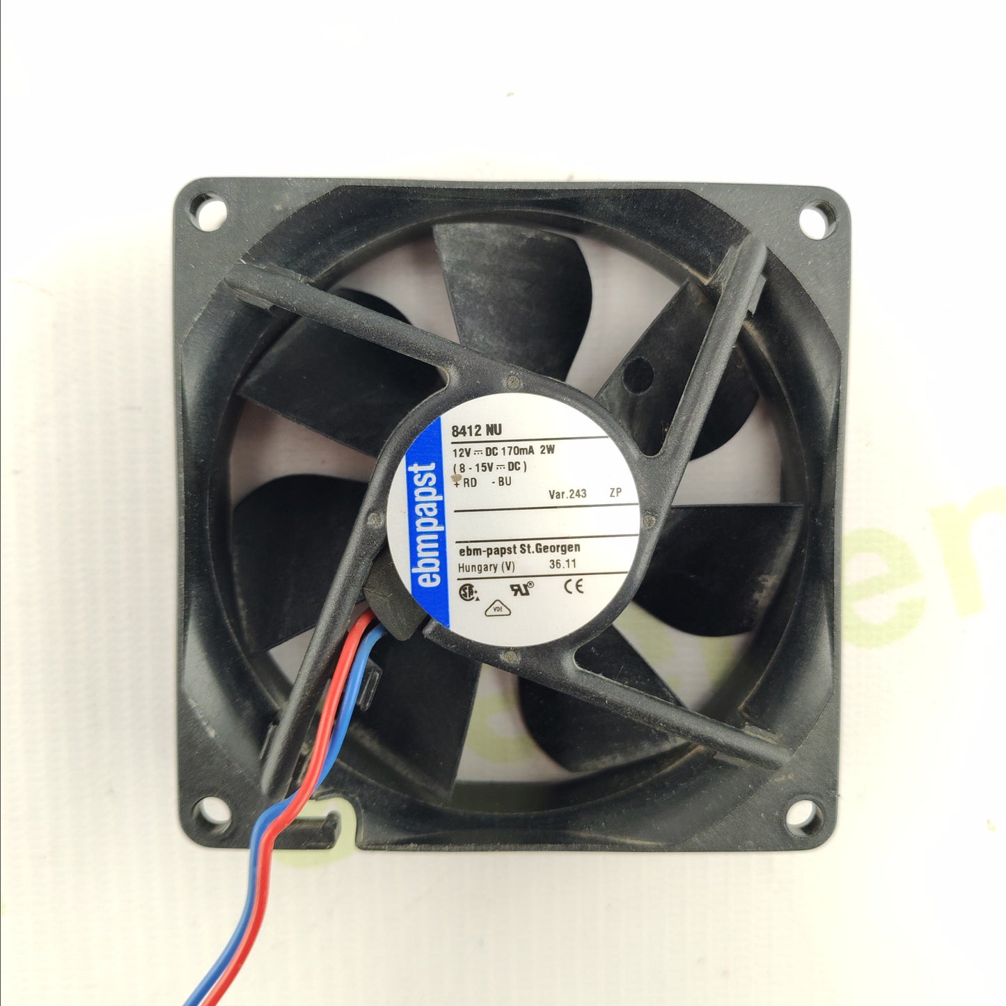 Ebm-papst 8412 NU Cooling Fan | 12 V DC 2 W | 80 × 80 × 25 mm