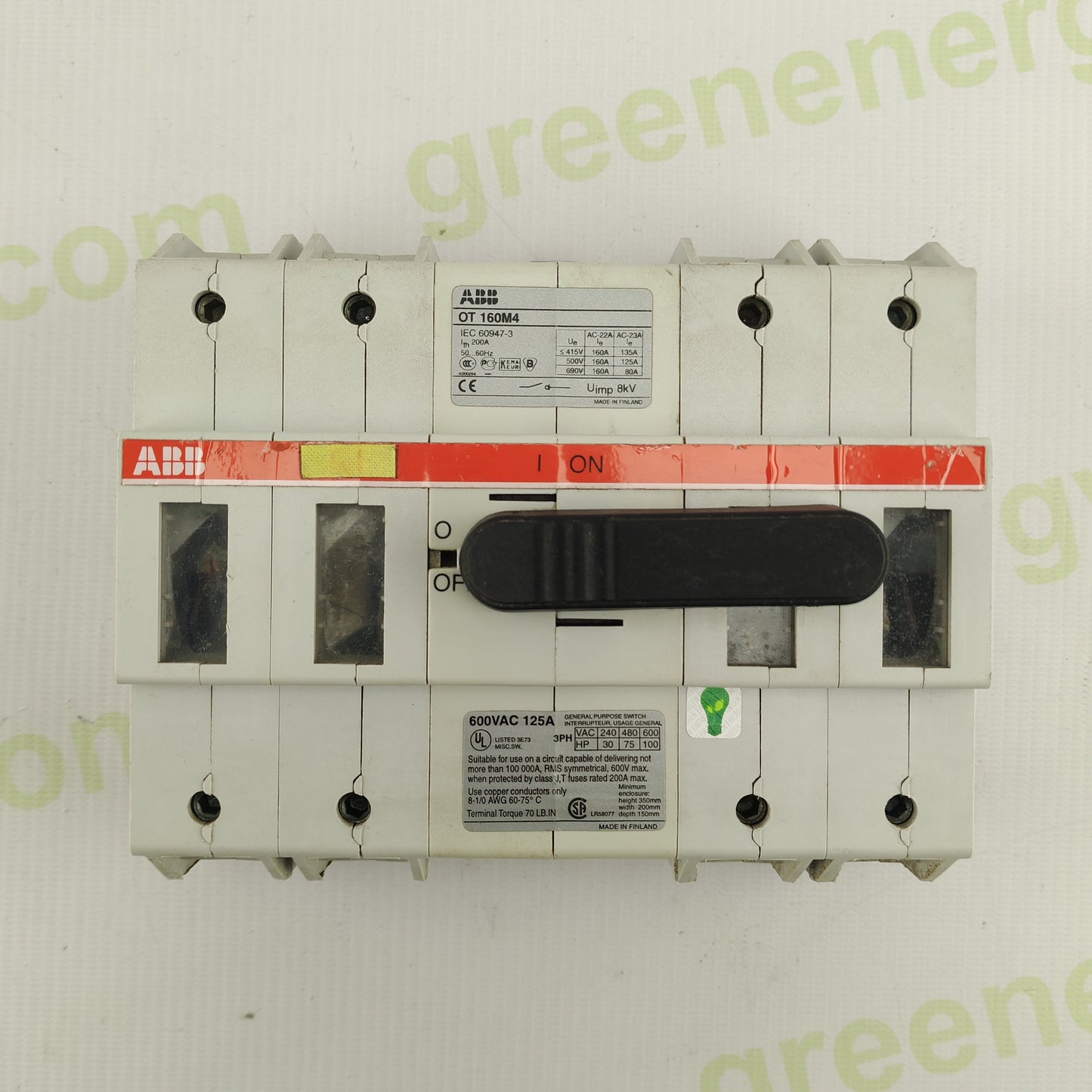 ABB OT160M4 Load Break Switch | IEC 60947-3 | 4-Pole | 160A | 600V AC