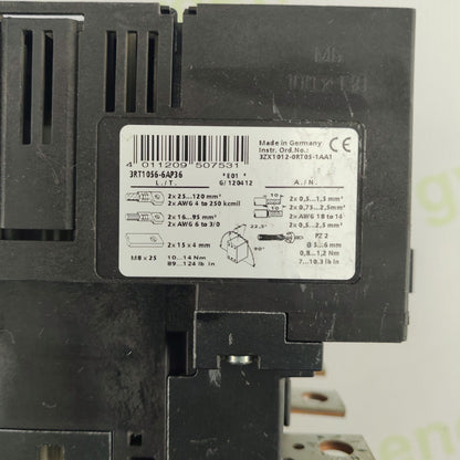 Siemens Sirius 3RT1056-6..6 Power Contactor | 3-Pole | 225 A | 1000 V AC | Coil 220–230 V AC | with 3RH1921-1DA11 Aux Block