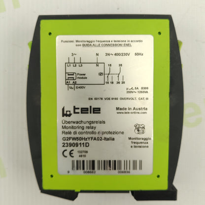 Tele G2FW50HzYFA02 | 3-Phase Network Voltage & Frequency Monitoring Relay