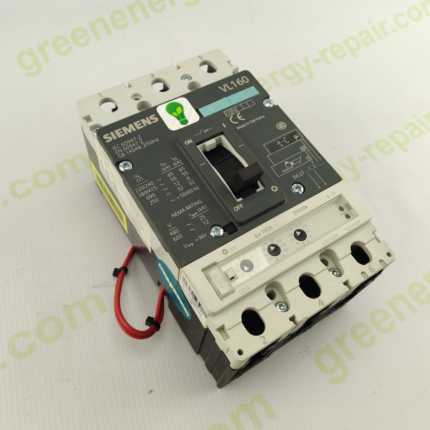 Siemens VL160 Circuit Breaker | 3-Pole | 160 A | 690 V AC | 3VL27 | ETU10M Trip Unit | Made in Germany