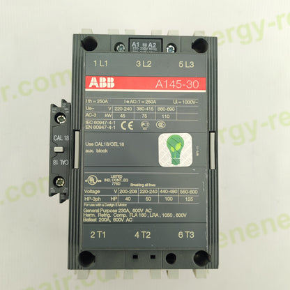 ABB A145-30 Power Contactor | 3-Pole | 250 A | 1000 V AC | Coil 220–230 V AC | IEC 60947 | Made in Sweden