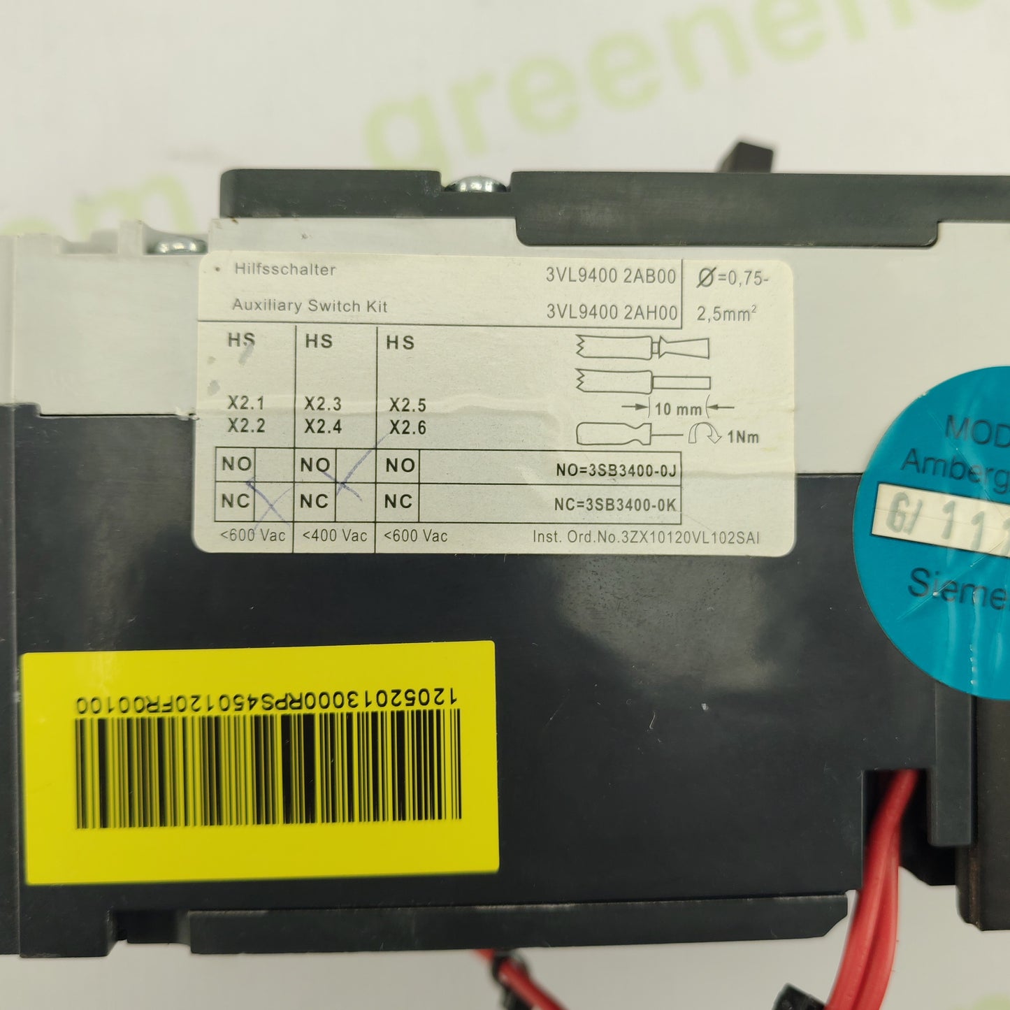 Siemens VL160 Circuit Breaker | 3-Pole | 160 A | 690 V AC | 3VL27 | ETU10M Trip Unit | Made in Germany